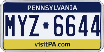 PA license plate MYZ6644