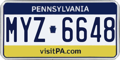PA license plate MYZ6648