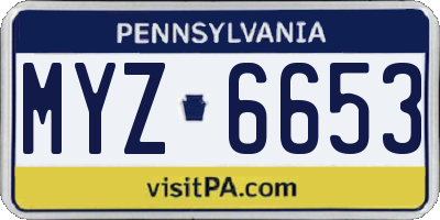 PA license plate MYZ6653