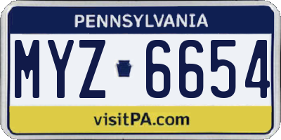PA license plate MYZ6654