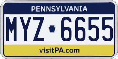 PA license plate MYZ6655