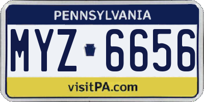 PA license plate MYZ6656