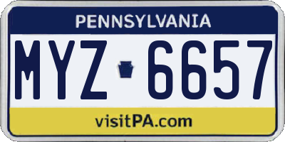 PA license plate MYZ6657
