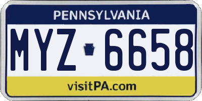 PA license plate MYZ6658