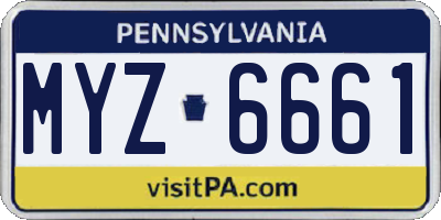 PA license plate MYZ6661