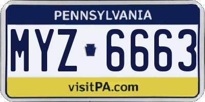 PA license plate MYZ6663