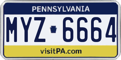 PA license plate MYZ6664