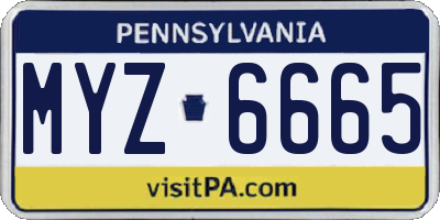 PA license plate MYZ6665