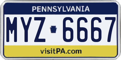 PA license plate MYZ6667