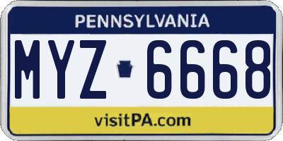 PA license plate MYZ6668
