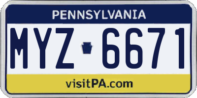 PA license plate MYZ6671