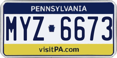 PA license plate MYZ6673