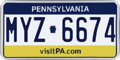 PA license plate MYZ6674