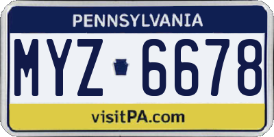 PA license plate MYZ6678