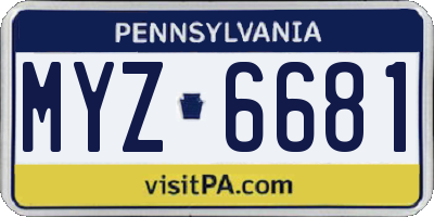 PA license plate MYZ6681