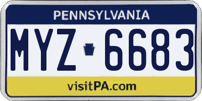 PA license plate MYZ6683