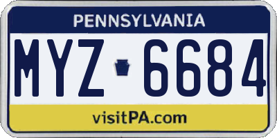 PA license plate MYZ6684