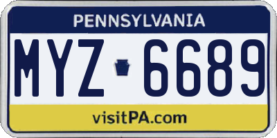 PA license plate MYZ6689