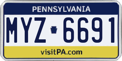 PA license plate MYZ6691