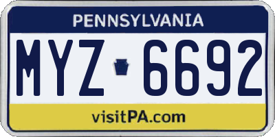 PA license plate MYZ6692