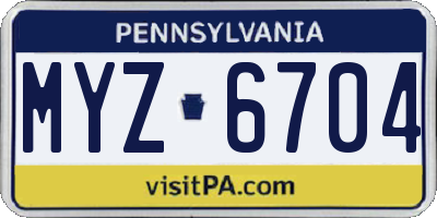 PA license plate MYZ6704