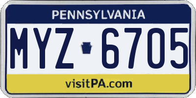 PA license plate MYZ6705