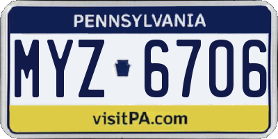 PA license plate MYZ6706