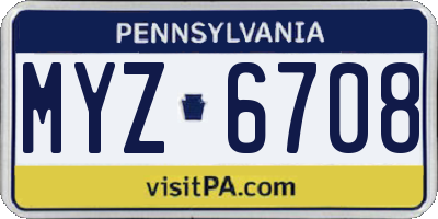 PA license plate MYZ6708