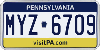 PA license plate MYZ6709