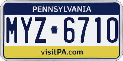 PA license plate MYZ6710