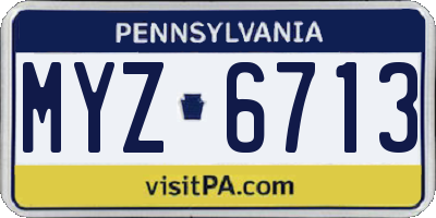 PA license plate MYZ6713