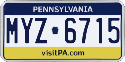 PA license plate MYZ6715