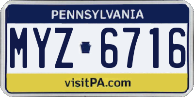 PA license plate MYZ6716