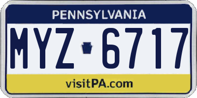 PA license plate MYZ6717