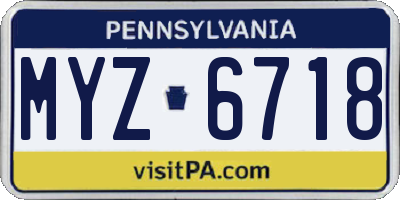 PA license plate MYZ6718