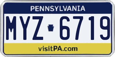 PA license plate MYZ6719