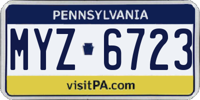 PA license plate MYZ6723