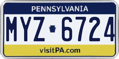 PA license plate MYZ6724