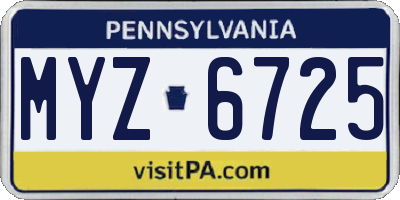PA license plate MYZ6725