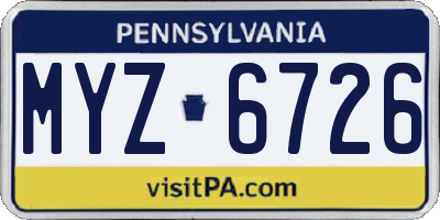 PA license plate MYZ6726