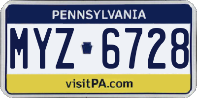 PA license plate MYZ6728