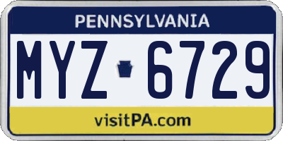 PA license plate MYZ6729
