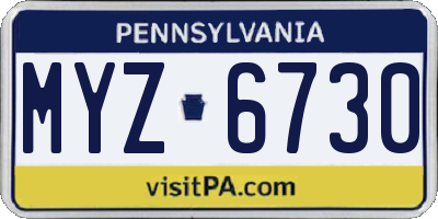 PA license plate MYZ6730