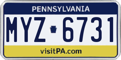 PA license plate MYZ6731