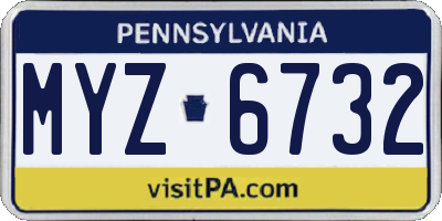 PA license plate MYZ6732