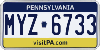 PA license plate MYZ6733