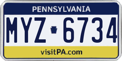 PA license plate MYZ6734