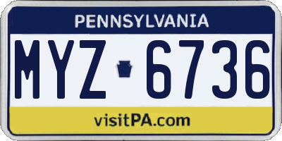PA license plate MYZ6736