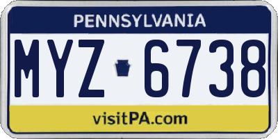 PA license plate MYZ6738