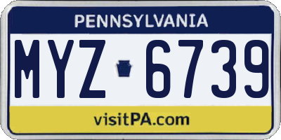 PA license plate MYZ6739